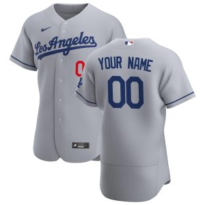 Stunning Los Angeles Dodgers Custom Men's Nike Gray Road 2020 Authentic Team MLB Jersey
