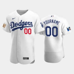 Stunning Los Angeles Dodgers Custom Men's Nike Jackie Robinson 75th Anniversary Authentic MLB Jersey   White