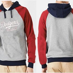 Stunning Los Angeles Dodgers Pullover Hoodie Grey & Red