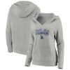 Stunning Los Angeles Dodgers Women's 2020 World Series Champions Logo Crossover Neck Pullover Hoodie Heather Gray