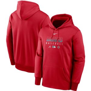 Stunning Men's Atlanta Braves Nike Red Authentic Collection Therma Performance Pullover Hoodie