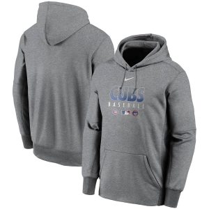 Stunning Men's Chicago Cubs Nike Charcoal Authentic Collection Therma Performance Pullover Hoodie