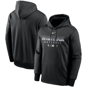 Stunning Men's Chicago White Sox Nike Black Authentic Collection Therma Performance Pullover Hoodie