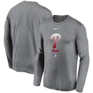 Stunning Men's Philadelphia Phillies Nike Charcoal Authentic Collection Legend Performance Long Sleeve T Shirt Hurry Exclusive offer Place your order immediately for a great jersey