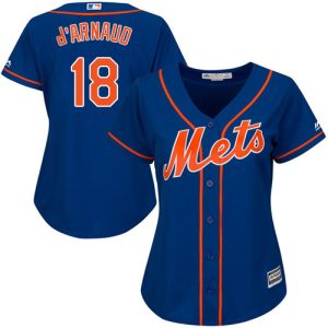 Stunning Mets #18 Travis d'Arnaud Blue Alternate Women's Stitched MLB Jersey For a short time available Grab yours quickly to own a team jersey