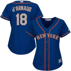 Stunning Mets #18 Travis d'Arnaud Blue(Grey NO.) Alternate Women's Stitched MLB Jersey Collectors this is a must have Add it to your collection by ordering