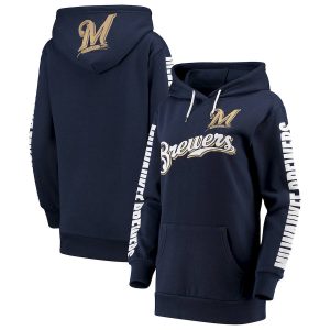 Stunning Milwaukee Brewers G III 4Her by Carl Banks Women's Extra Innings Pullover Hoodie Navy