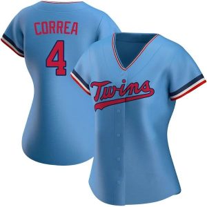 Stunning Minnesota Twins #4 Carlos Correa Women's Nike Authentic Light Blue Alternate Jersey Be among the first buyers Order now to enjoy top notch quality