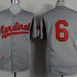 Stunning Mitchell And Ness 1956 Cardinals #6 Stan Musial Grey Stitched MLB Jersey
