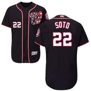 Stunning Nationals #22 Juan Soto Navy Blue Flexbase Authentic Collection Stitched MLB Jersey