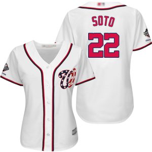 Stunning Nationals #22 Juan Soto White Home 2019 World Series Champions Women's Stitched MLB Jersey For a short time available Grab yours quickly to own a team jersey