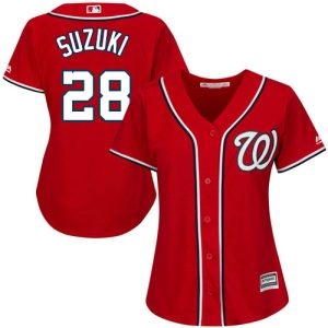 Stunning Nationals #28 Kurt Suzuki Red Alternate Women's Stitched MLB Jersey Sports enthusiasts seize this opportunity Order now to feel the game excitement