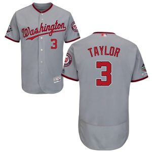 Stunning Nationals #3 Michael Taylor Grey Flexbase Authentic Collection 2019 World Series Champions Stitched MLB Jersey