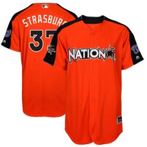 Stunning Nationals #37 Stephen Strasburg Orange 2017 All Star National League Stitched MLB Jersey