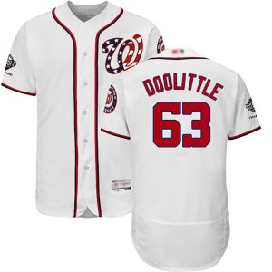 Stunning Nationals #63 Sean Doolittle White Flexbase Authentic Collection 2019 World Series Champions Stitched MLB Jersey