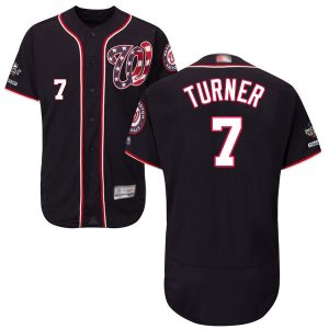 Stunning Nationals #7 Trea Turner Navy Blue Flexbase Authentic Collection 2019 World Series Champions Stitched MLB Jersey