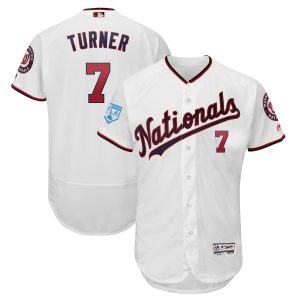 Stunning Nationals #7 Trea Turner White 2019 Spring Training Flex Base Stitched MLB Jersey