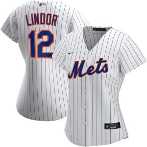 Stunning New York Mets #12 Francisco Lindor Nike Women's Home Replica Player Jersey   White Retailers boost your inventory Order now to meet customer demand