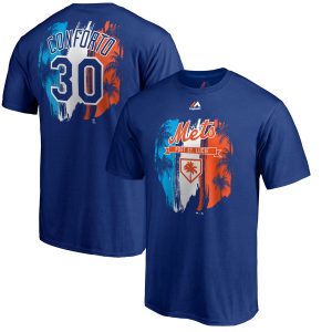 Stunning New York Mets #30 Michael Conforto Majestic 2019 Spring Training Big & Tall Name & Number T Shirt Royal