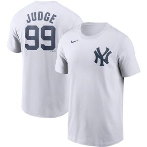 Stunning New York Yankees #99 Aaron Judge Nike Name & Number T Shirt White For a short time available Grab yours quickly to own a team jersey