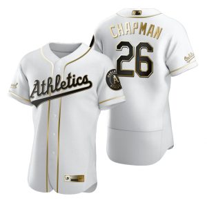 Stunning Oakland Athletics #26 Matt Chapman White Nike Men's Authentic Golden Edition MLB Jersey