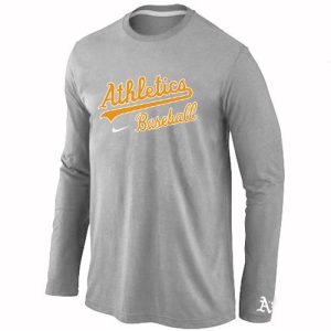 Stunning Oakland Athletics Long Sleeve MLB T Shirt Grey
