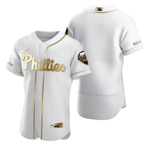Stunning Philadelphia Phillies Blank White Nike Men's Authentic Golden Edition MLB Jersey