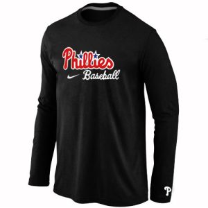 Stunning Philadelphia Phillies Long Sleeve MLB T Shirt Black