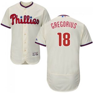 Stunning Phillies #18 Didi Gregorius Cream Flexbase Authentic Collection Stitched MLB Jersey