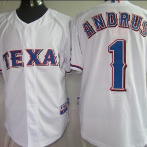 Stunning Rangers #1 Elvis Andrus White Stitched MLB Jersey