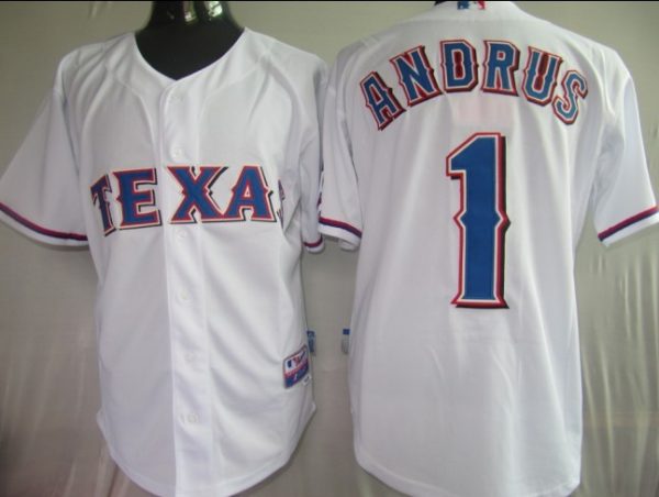 Stunning Rangers #1 Elvis Andrus White Stitched MLB Jersey