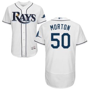 Stunning Rays #50 Charlie Morton White Flexbase Authentic Collection Stitched MLB Jersey
