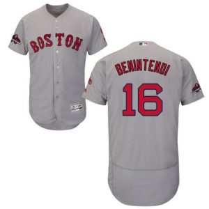 Stunning Red Sox #16 Andrew Benintendi Grey Flexbase Authentic Collection 2018 World Series Champions Stitched MLB Jersey