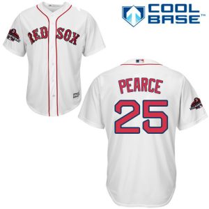Stunning Red Sox #25 Steve Pearce White New Cool Base 2018 World Series Champions Stitched MLB Jersey