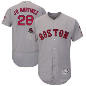 Stunning Red Sox #28 J. D. Martinez Grey Flexbase Authentic Collection 2018 World Series Champions Stitched MLB Jersey