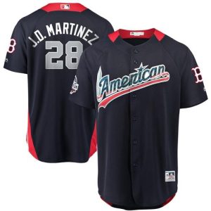 Stunning Red Sox #28 J. D. Martinez Navy Blue 2018 All Star American League Stitched MLB Jersey