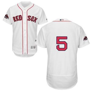 Stunning Red Sox #5 Nomar Garciaparra White Flexbase Authentic Collection 2018 World Series Champions Stitched MLB Jersey