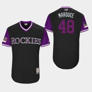 Stunning Rockies #48 German Marquez Black Players Weekend Authentic Stitched MLB Jersey