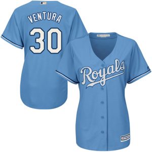 Stunning Royals #30 Yordano Ventura Light Blue Alternate Women's Stitched MLB Jersey For a short time available Grab yours quickly to own a team jersey