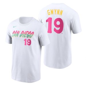 Stunning San Diego Padres #19 Tony Gwynn 2022 City Connect Men's MLB T Shirt   White Limited stock Order now to show your love for your team