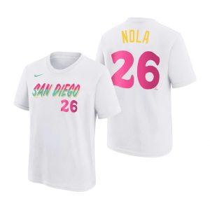 Stunning San Diego Padres #26 Austin Nola 2022 City Connect Youth MLB T Shirt   White Retailers boost your inventory Order now to meet customer demand