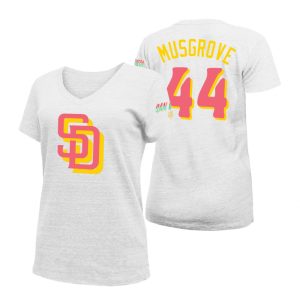 Stunning San Diego Padres #44 Joe Musgrove 2022 City Connect Women's MLB T Shirt   White With high demand Don't miss out Order now to wear your team colors