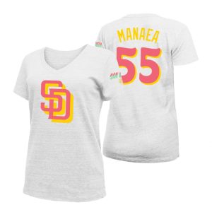 Stunning San Diego Padres #55 Sean Manaea 2022 City Connect Women's MLB T Shirt   White Be among the first buyers Order now to enjoy top notch quality