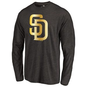 Stunning San Diego Padres Gold Collection Long Sleeve Tri Blend T Shirt Black