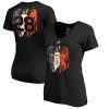 Stunning San Francisco Giants #28 Buster Posey Majestic Women's 2019 Spring Training Name & Number V Neck T Shirt Black