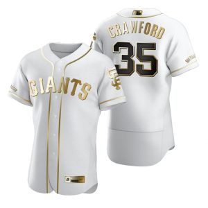 Stunning San Francisco Giants #35 Brandon Crawford White Nike Men's Authentic Golden Edition MLB Jersey