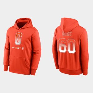 Stunning San Francisco Giants #60 Joey Bart Men's 2021 City Connect Therma Pullover Orange Hoodie