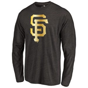 Stunning San Francisco Giants Gold Collection Long Sleeve Tri Blend T Shirt Black