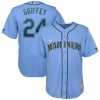 Stunning Seattle Mariners #24 Ken Griffey Jr. Majestic Official Cool Base Player Jersey Blue