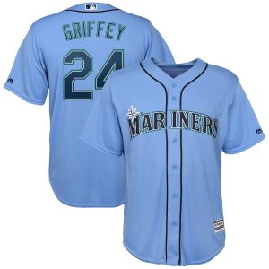Stunning Seattle Mariners #24 Ken Griffey Jr. Majestic Official Cool Base Player Jersey Blue